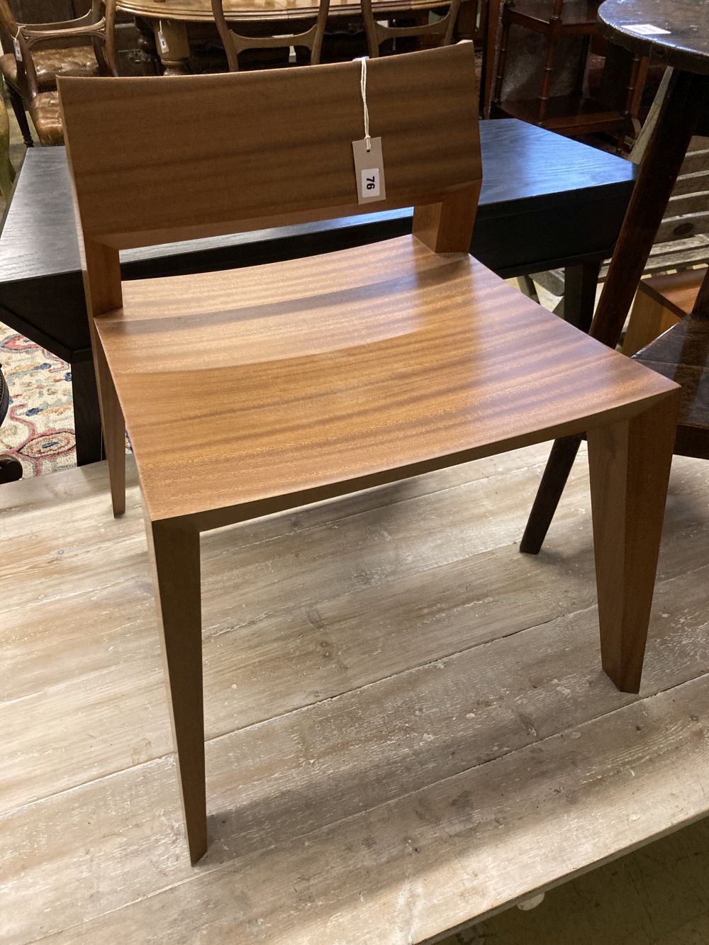 A Christopher Coane design sapele wood stout side chair